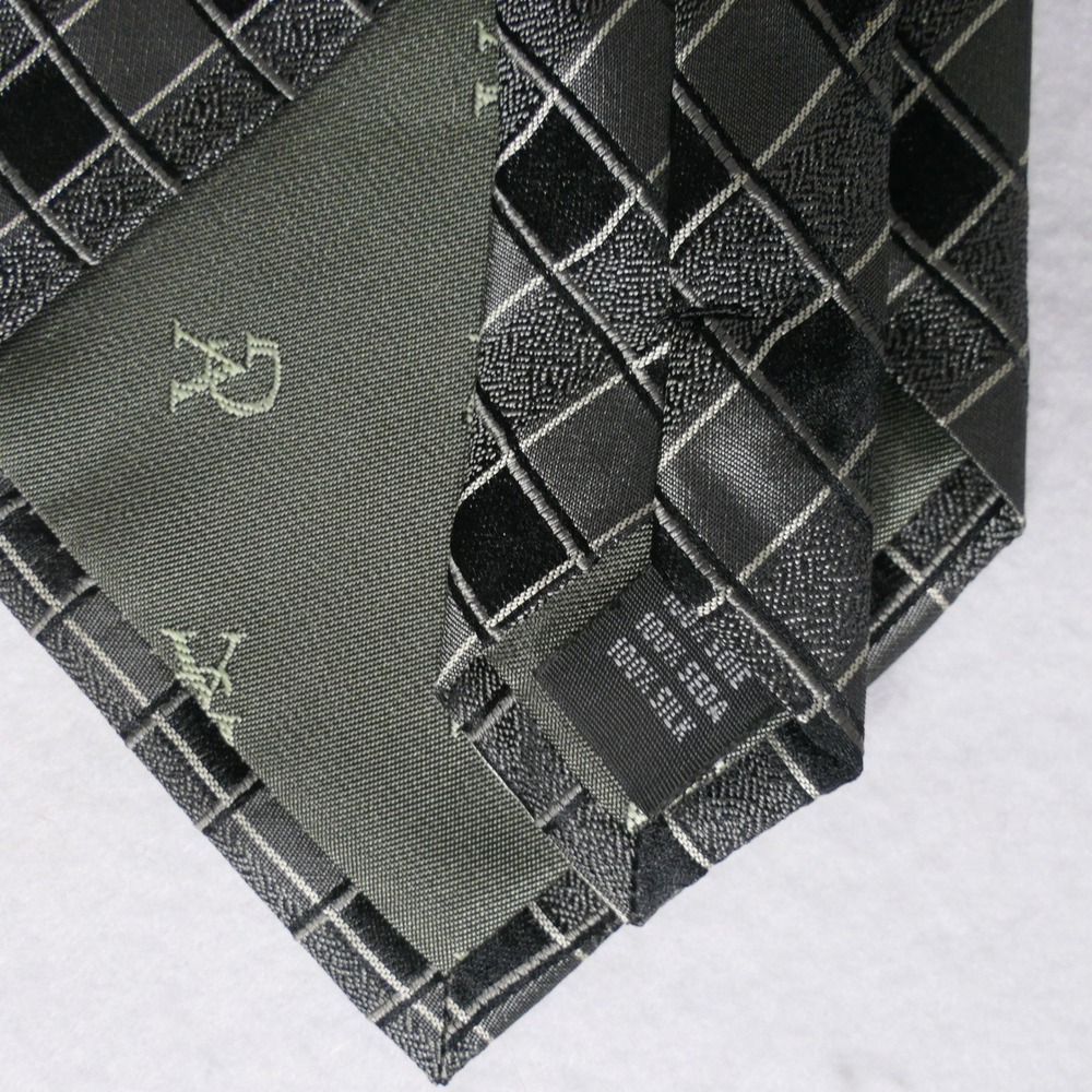 Valerio Garati Mens Necktie OS Black Gray Geometric Silk HandMade Vintage Office - Picture 6 of 6